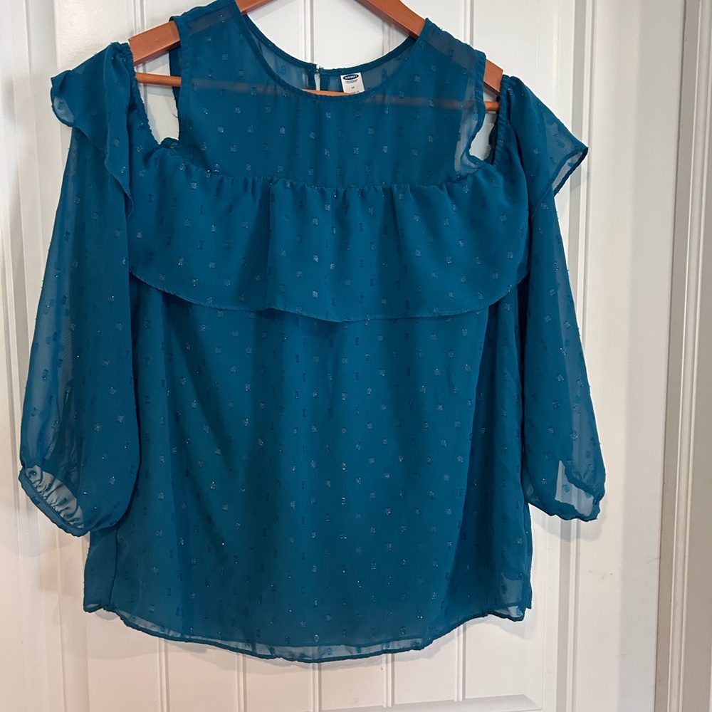Old Navy Teal Ruffle Blouse